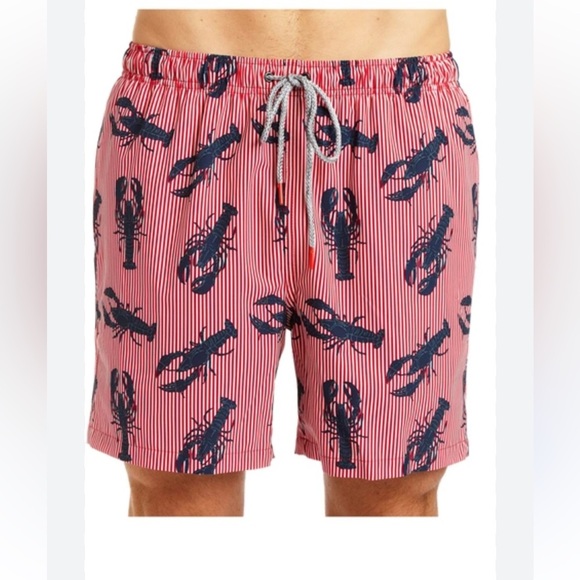RAINFOREST Red and Blue Swim Trunks with Nautical Lobster Print size L - Picture 1 of 8